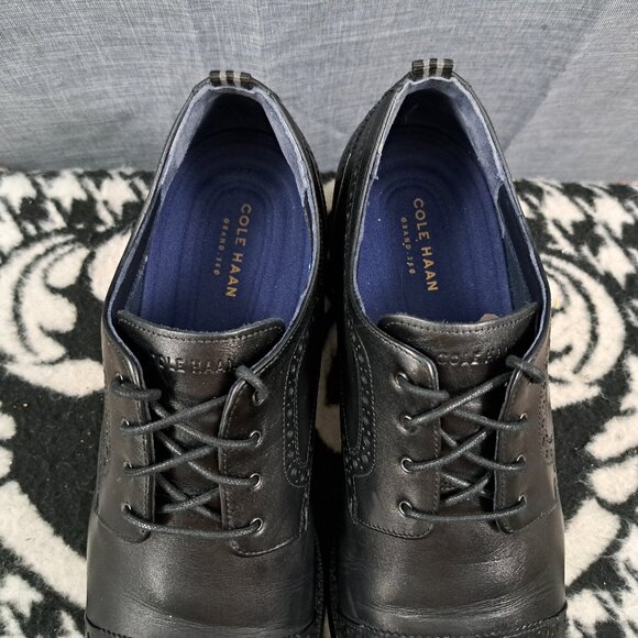 Size 11 Men Cole Haan Grand 360 Black Wingtips Lace Up Waterproof - Picture 10 of 16
